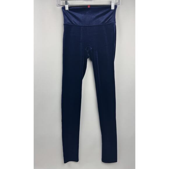 Spanx Women Blue Velvet Velour High Waist Soft Comfort Leggings Size Small - Picture 1 of 8